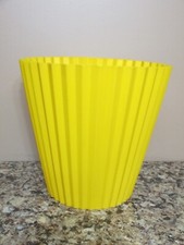 Vintage FESCO Model No. 4836 Yellow Pleated / Ridged Plastic Trash Can picture