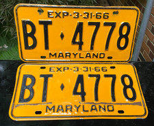 1966 MARYLAND LICENSE PLATES TAG BT 4778 ORIGINAL '66 CHEVY FORD GM MOPAR picture