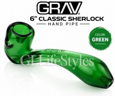 GRAV® LARGE 6” CLASSIC SHERLOCK GLASS HAND PIPE, $30+, Color GREEN picture