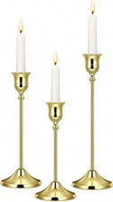 3Pcs Candle Holders for Candlestick, Vintage Gold Candlestick Holder picture