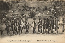 PC INDIA BAHNAR WILD TRIBES ON THE WAR PATH ETHNIC TYPES (a48703) picture