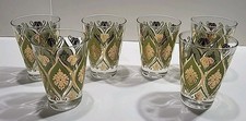 VTG Retro Design Old Fashioned Glasses Set of 6 Green&Gold by Irene Pasinski picture