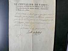 MARINE TOULON 1783 letter from Lieutenant General de Fabry; order to land picture