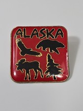 Alaska Wildlife Lapel Pin Red Background  picture