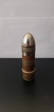 Vintage WWI French Trench Art Bullet Lighter, Brass, Red Enamel & Made in France picture