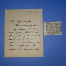 c1885 John B Henderson Signed Letter ALS to Historian A.B. Hart 13th Amendment picture