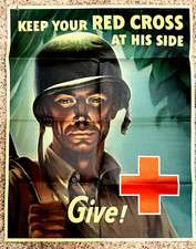 Original 1944 Keep Your Red Cross at His Side Give WWII Poster Whitman Jr. picture