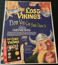The Lost Vikings on SEGA Genesis - Vintage Gaming Print Ad / Poster / Wall Art picture