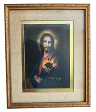 VTG Sacred Heart of Jesus Gold Framed & Matted Print Jacques Emile Lafon 11