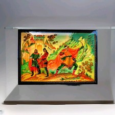 Mstera 1980's Lacquer Panel Plate  Vintage  Handmade Palekh picture
