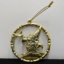 Vintage 1983 Disney Sorcerer Mickey Mouse Gold Tone Ornament Pendant 2.5
