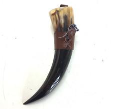 Traditional Medieval Viking Style Drinking Horn w/ Belt Scabbard Frog 12