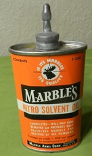 Vintage Marble's Nitro Solvent Oil Lead Top Litho 3 Ozs Tin Can GLADSTONE MICH picture