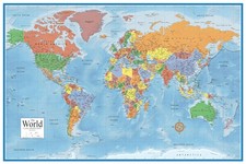 24x36 World Classic Wall Map Poster Mural Laminated 24x36 Laminated picture