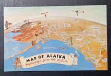 MAP of Alaska Highways from USA Alaska chrome illustrated MAP picture