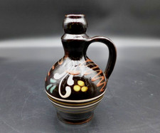 VTG MCM Hungarian Folk Art Ceramic Jug Holy Water Hand Painted Glazed Terracotta picture