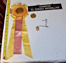VINTAGE LOT  1966 AKC Best of Breed  CA SIERRA Doberman Ribbon and Medals picture