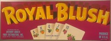 Antique 1950s Royal Blush Flush Crate Label, Fresno, CA, Poker picture