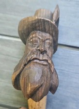 Vintage Hand Carved Wooden Bearded Man Wine Stopper picture