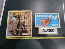 Vtg 1980s Camel & Salem Cigarettes Store Door Sign Lot Open Closed Hours Plastic picture