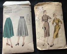 Lot 2 vintage Vogue sew patterns 6160-skirt-COMPLETE & 7285-dress-INCOMPLETE picture