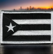Puerto Rico Urban Flag Patch White Black Fits For VELCRO® BRAND Loop Fastener picture