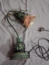 Vintage Castiron Flower Lamp. Tested Works. Some Paint Damage On Flower. Read picture