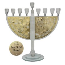 Premium 14k Gold Plated Modern Crystal MENORAH   H×20