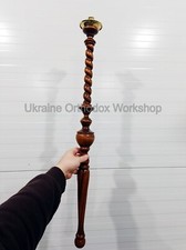 Handmade Ukrainian Wood & Brass Candlestick - Custom Finish  33.5