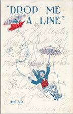 Comic PC Dirigible Skydiving w/ Umbrella Parachute San Juan California 1909 picture