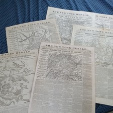 Lot Of Six BETTER Front Page Civil War Maps. New York Herald Newspapers picture