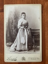 ID'd Woman W Flowers Ellen Horn Cabinet Card Antique Photo Semple Albany NY picture