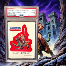 1984 Masters Of The Universe Stickers #19 He-Man & Battle Cat PSA 9 MINT picture