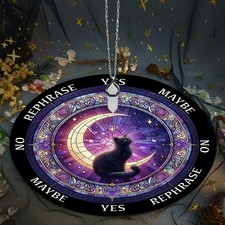 Witchcraft Pendulum Board Black Cat Moon Divination Plate Tarot Oracle Mat Decor picture