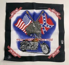 Vintage Harley Davidson Bandana 80s Breed Never Dies BUFFALO Made In USA FLAG picture