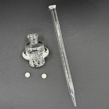 Glass Airflow Spinner Bowl Cap - Wide 20mm White Honey Hive With Dabber Tool picture