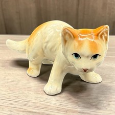 Vintage Ceramic Porcelain Kitty Cat Figurine Orange & White MCM Kitschy As Is picture