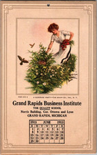 Victorian Trade Cards 1913 Grand Rapids Business Institute, Grand Rapids, MI picture