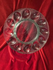 Longaberger 2001 Egg Plate Clear With Box Easter Deviled Eggs Etched Fancy Party picture