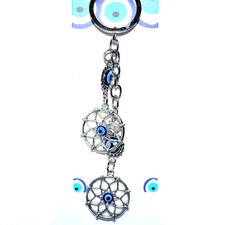 Double Dreamcatcher Evil Eye Keychain - Protection & Positive Energy Charm picture