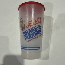 Vintage Jell-O Shake-A- Pudding Instant Pudding Plastic Shaker with Red Lid Used picture