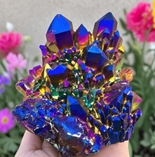 1pc Titanium Aura Rainbow Quartz Crystal Multicolor Cluster Healing Home Decor picture