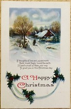 CHRISTMAS PC. C.1922 (A63)~”A HAPPY CHRISTMAS” COUNTRY SCENE picture