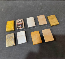 Zippo Lot of 8 Flip Top Lighters w/ Inserts, Goodwrench Service Plus, Brass picture