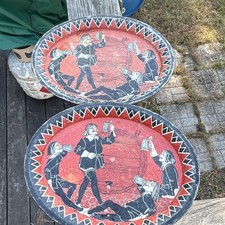 This is a  Set Of 2 vintage 1930s Bavarian beer hall metal serving tray picture