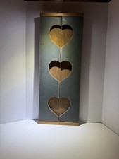 Vintage 90S Country Style Wooden Heart Picture Frame Primitive Three Hearts picture