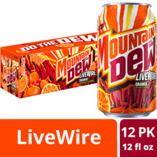 Mountain Dew Live Wire Orange 12 oz. cans 24-Pack Soda Pop - SAMEDAY SHIPP - picture