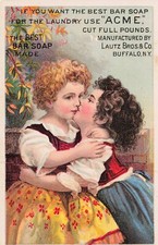 Antique Lautz Bros & CO Best Bar Soap Girls Kissing Buffalo New York Trade Card picture