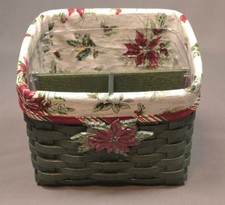 Longaberger Holiday TV Time Basket, All Accessories- 2006 Very RARE Green picture