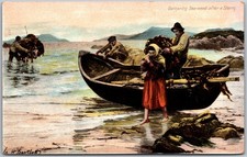 Gathering Sea weed after a Storm Irish Donkey Fishing Scene Postcard 2301 picture